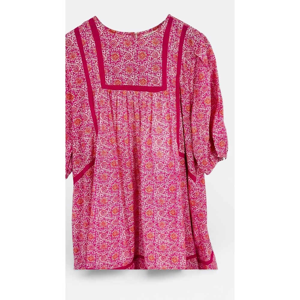 dra Los‎ Angeles MAJIE Floral Print Pink Square Neck Puff Sleeve Mini Dress  XL